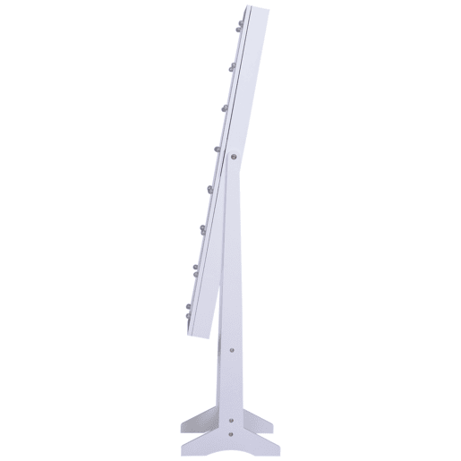 HOMCOM Espelho Joalheiro de Pé Armário de Jóias com 16 Luzes LED e Ângulo Ajustável Organizador de Jóias com Prateleiras Ranhuras para Anéis 36x30x136 cm Branco.