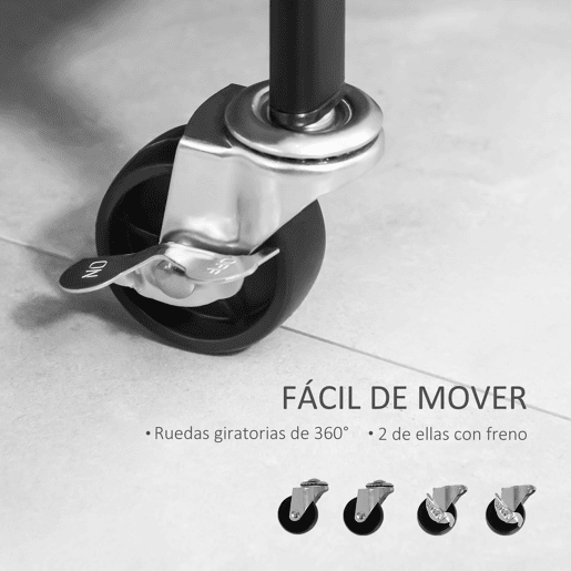 HOMCOM Charriot com Sapateiro Charriot com Rodas Barra de Pendurar e 2 Cestos para Entrada Dormitório Sala de Estar 56,5x31,5x152,5cm Preto