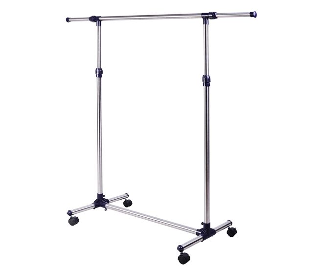 Homcom perchero acero inox colgador ropa 4 ruedas alto y largo regulables 95x45x170cm