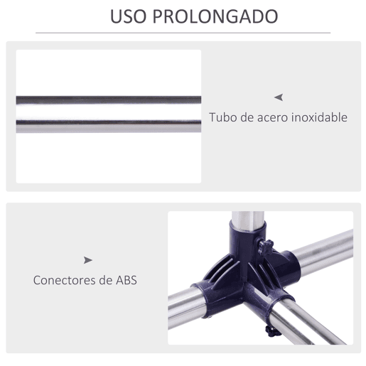 HOMCOM Charriot com Altura Ajustável Cabideiro com Rodas para Roupas Aço Inoxidável 86-160x45x95-170cm Prata e Preto
