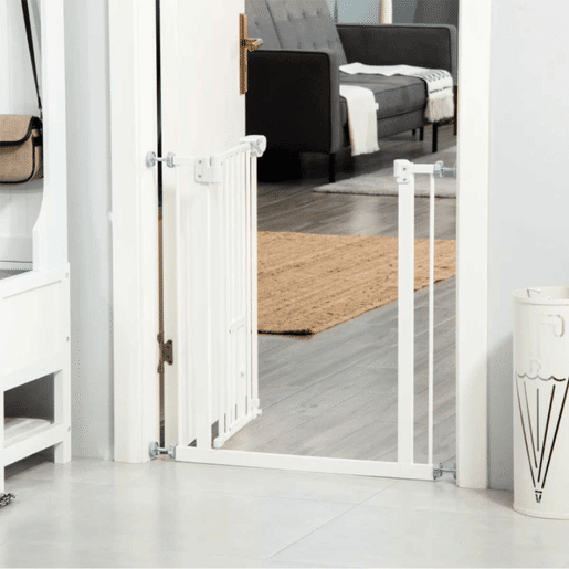 PawHut Barreira de Segurança para Cães Animais de Estimação 74-80cm para Escadas Portas e Corredor com Porta com Fechamento Automático e Sistema de Duplo Bloqueio Altura 76,2cm Branco