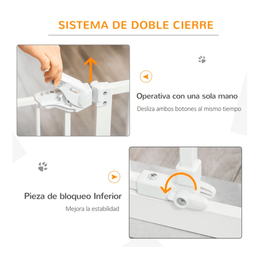 PawHut Barreira de Segurança para Cães Animais de Estimação 74-80cm para Escadas Portas e Corredor com Porta com Fechamento Automático e Sistema de Duplo Bloqueio Altura 76,2cm Branco