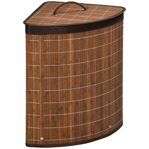 HOMCOM Cesto de Roupa de Bambu Capacidade de 55L Cesto para Roupa Suja em Forma de Leque com Tampa e Bolsa Amovível 38x38x57cm Marrom