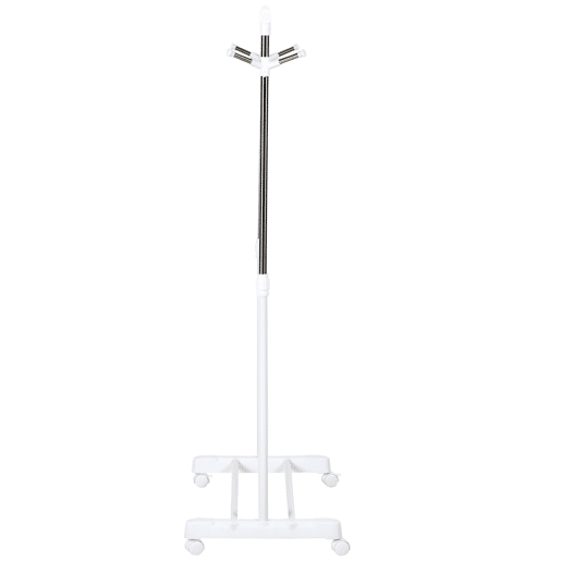 HOMCOM Charriot com Altura Ajustável Cabide com Rodas Portátil Prateleira Inferior Aço 68,5x42x87-145cm Branco e Prata