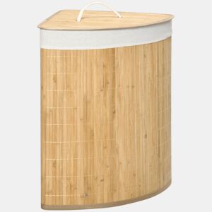 HOMCOM Cesto de Roupa de Bambu Capacidade de 55L Cesto para Roupa Suja em Forma de Leque com Tampa e Bolsa Amovível 38x38x57cm Madeira