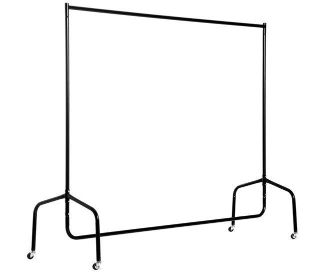 Homcom burro para ropa con ruedas perchero burro para ropa metálico para entrada pasillo dormitorio 150x60x170 cm negro