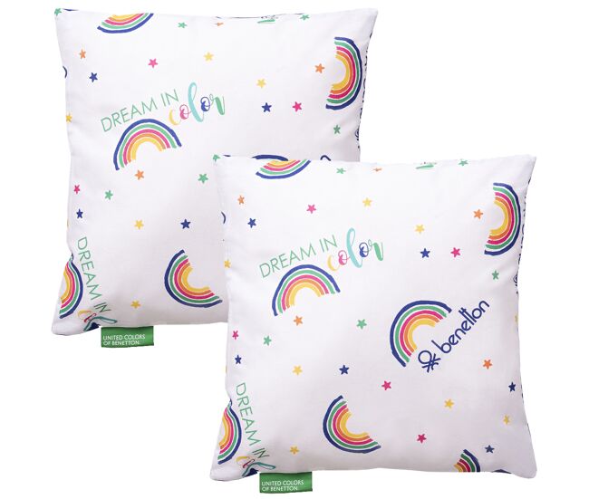 Pack de 2 cojines 100% de algodón color blanco