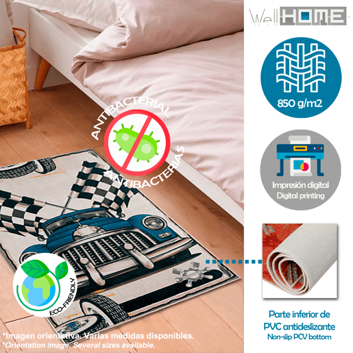 Tapete de poliéster estampado 180 X 280Cm