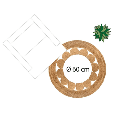 Tapete de juta com orifícios para um interior mais natural|D. 120 X H. 1 Cm Tapete de juta com orifícios para um interior mais natural|D. 120 X H. 1 Cm