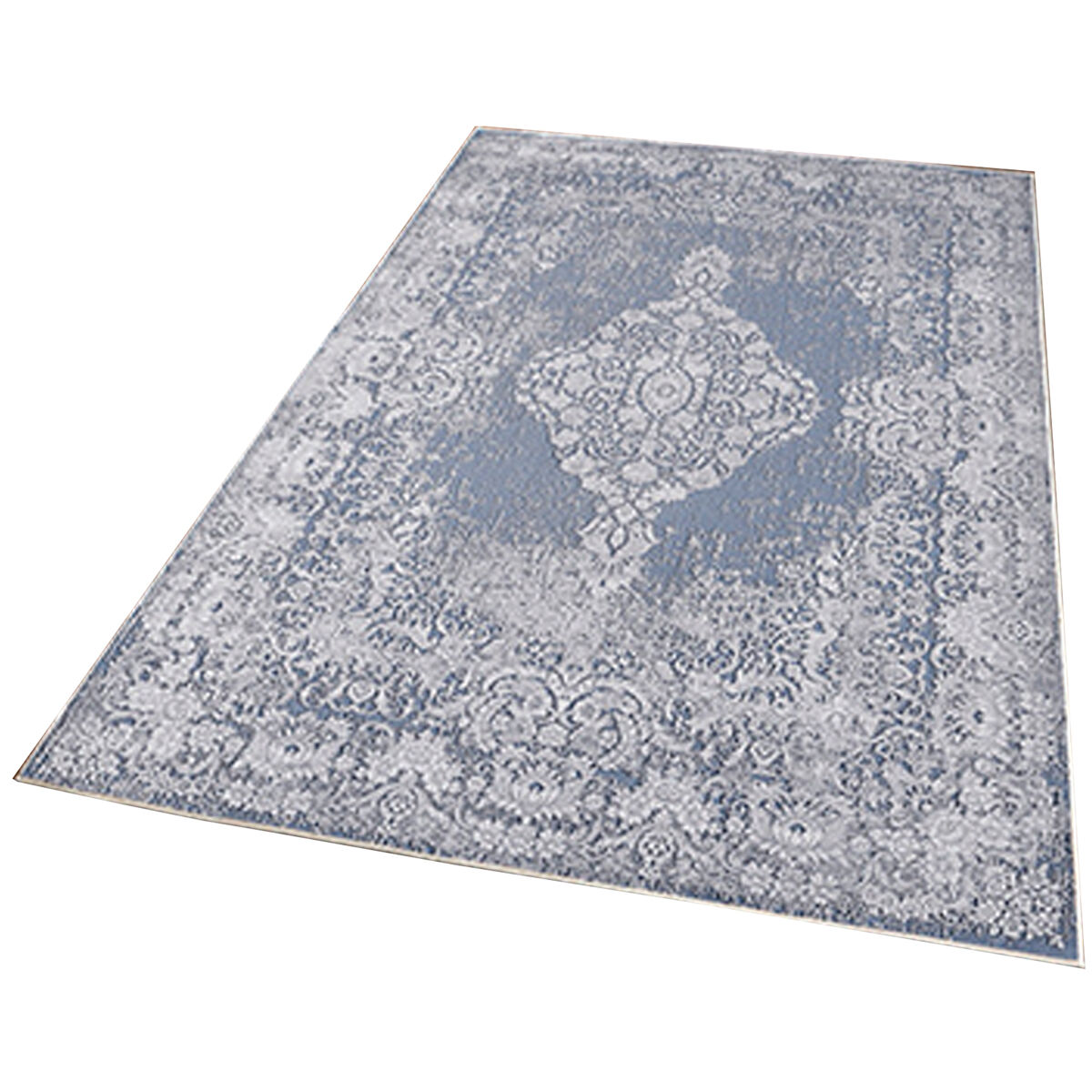 Alfombra De 80 X 150Cm 150x80 Gris Azul