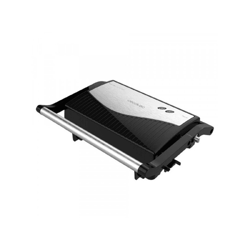 Cecotec Grelhador elétrico de 750 W e revestimento RockStone, anti aderente e abertura 180º.