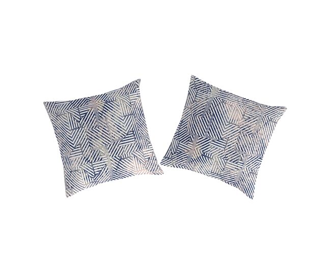 Funda de almohada (2) rahin azul/beige 65x65(2) cm
