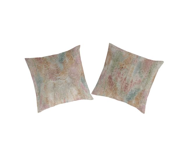 Funda de almohada (2) khaure beige/rosa/azul 65x65(2) cm