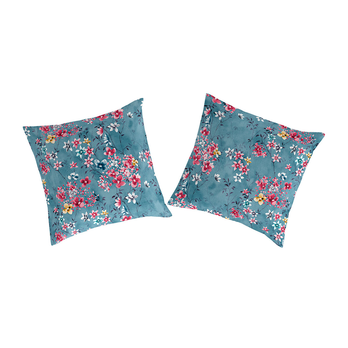 Funda de almohada (2) lindsay  azul/rosa/blanco 65x65(2) cm
