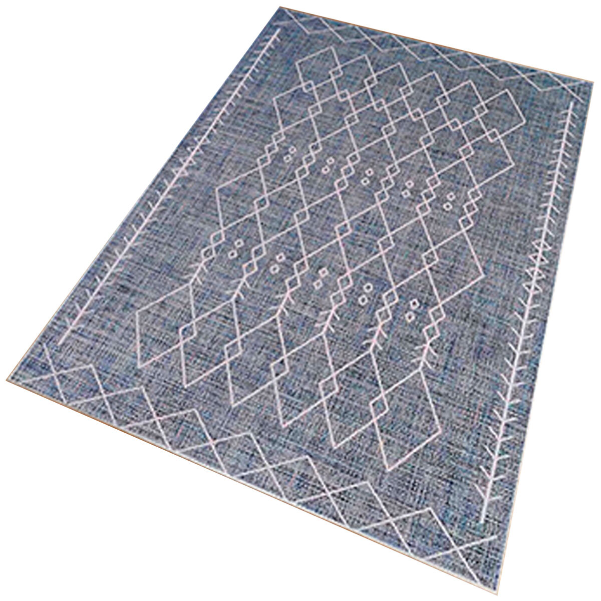 Alfombra De 140 X 220Cm 220x140 Gris Azul
