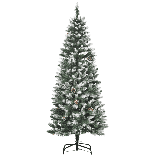 HOMCOM Árvore de Natal Artificial Ø69x150cm com 464 Ramas e 28 Pinhas Folhas de PVC Base Dobrável e Suporte Metálico Decoração de Natal para Interiores Verde HOMCOM Árvore de Natal Artificial Ø69x150cm com 464 Ramas e 28 Pinhas Folhas de PVC Base Dobrável e Suporte Metálico Decoração de Natal para Interiores Verde