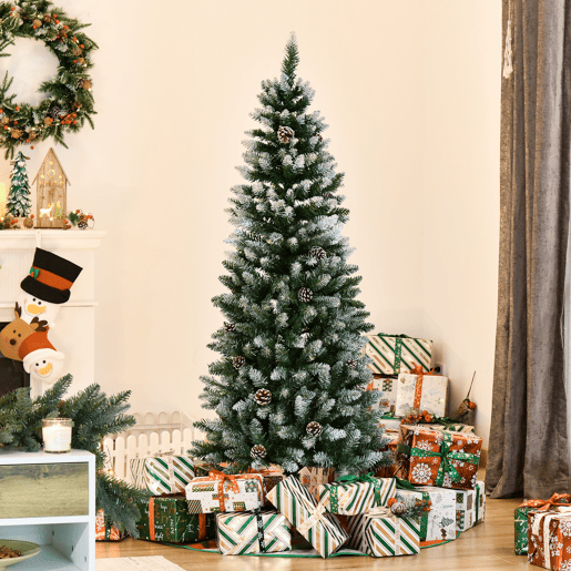 HOMCOM Árvore de Natal Artificial Ø69x150cm com 464 Ramas e 28 Pinhas Folhas de PVC Base Dobrável e Suporte Metálico Decoração de Natal para Interiores Verde HOMCOM Árvore de Natal Artificial Ø69x150cm com 464 Ramas e 28 Pinhas Folhas de PVC Base Dobrável e Suporte Metálico Decoração de Natal para Interiores Verde