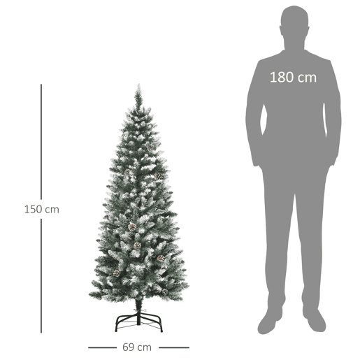 HOMCOM Árvore de Natal Artificial Ø69x150cm com 464 Ramas e 28 Pinhas Folhas de PVC Base Dobrável e Suporte Metálico Decoração de Natal para Interiores Verde HOMCOM Árvore de Natal Artificial Ø69x150cm com 464 Ramas e 28 Pinhas Folhas de PVC Base Dobrável e Suporte Metálico Decoração de Natal para Interiores Verde