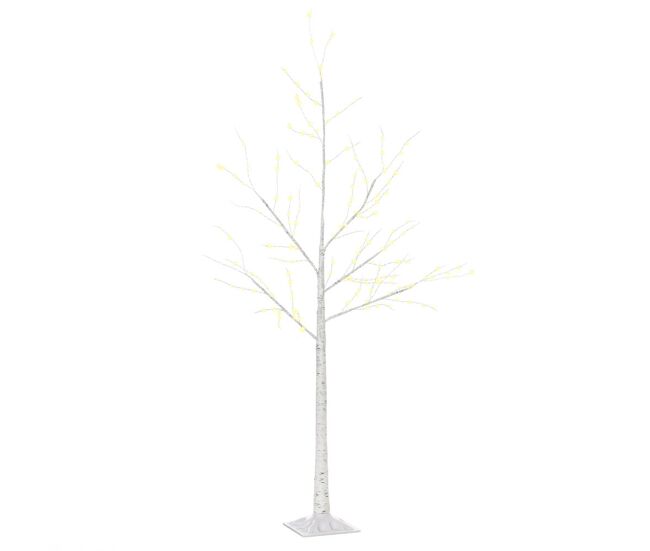 Outsunny árbol de abedul 150 cm de altura con 210 luces led en blanco cálido ramas flexibles y base para decoración de fiestas cumpleaños bodas