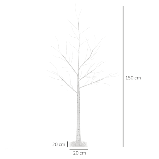 Outsunny Árvore de Bétula 150cm de Altura com 210 Luzes LED em Branco Quente Ramos Flexíveis e Base para Decoração de Festas Aniversários Casamentos 20x20x150cm Branco Outsunny Árvore de Bétula 150cm de Altura com 210 Luzes LED em Branco Quente Ramos Flexíveis e Base para Decoração de Festas Aniversários Casamentos 20x20x150cm Branco