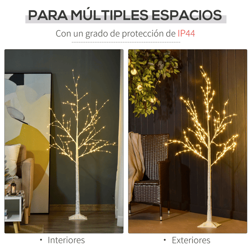 Outsunny Árvore de Bétula 150cm de Altura com 210 Luzes LED em Branco Quente Ramos Flexíveis e Base para Decoração de Festas Aniversários Casamentos 20x20x150cm Branco Outsunny Árvore de Bétula 150cm de Altura com 210 Luzes LED em Branco Quente Ramos Flexíveis e Base para Decoração de Festas Aniversários Casamentos 20x20x150cm Branco