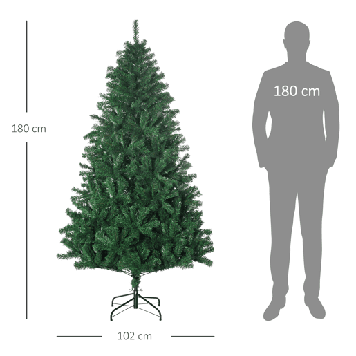 HOMCOM Árvore de Natal 180 cm com 1000 Ramos de PVC e Suporte de Aço Decoração de Natal para Interior Verde HOMCOM Árvore de Natal 180 cm com 1000 Ramos de PVC e Suporte de Aço Decoração de Natal para Interior Verde
