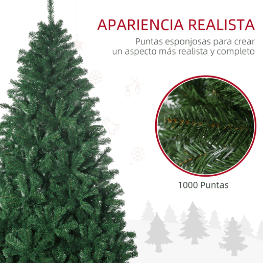 HOMCOM Árvore de Natal 180 cm com 1000 Ramos de PVC e Suporte de Aço Decoração de Natal para Interior Verde HOMCOM Árvore de Natal 180 cm com 1000 Ramos de PVC e Suporte de Aço Decoração de Natal para Interior Verde