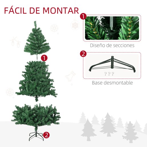 HOMCOM Árvore de Natal 180 cm com 1000 Ramos de PVC e Suporte de Aço Decoração de Natal para Interior Verde HOMCOM Árvore de Natal 180 cm com 1000 Ramos de PVC e Suporte de Aço Decoração de Natal para Interior Verde