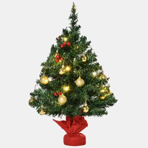 HOMCOM Mini Árvore de Natal 60cm Artificial Decoração de Natal de Pinheiro com Suporte Metálico 73 Ramos PVC Ø40x60cm Verde