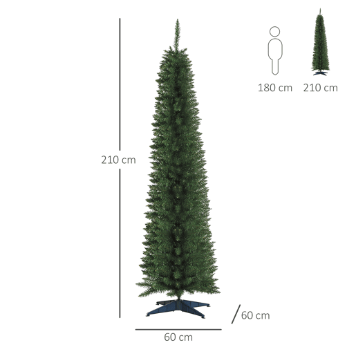HOMCOM Árvore de Natal Artificial 210cm Ignífugo com 499 Pontas de Ramo PVC e Suporte de Metal Decoração de Natal para Interiores Fácil de Montar Verde HOMCOM Árvore de Natal Artificial 210cm Ignífugo com 499 Pontas de Ramo PVC e Suporte de Metal Decoração de Natal para Interiores Fácil de Montar Verde