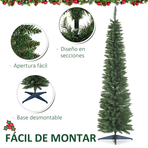 HOMCOM Árvore de Natal Artificial 210cm Ignífugo com 499 Pontas de Ramo PVC e Suporte de Metal Decoração de Natal para Interiores Fácil de Montar Verde HOMCOM Árvore de Natal Artificial 210cm Ignífugo com 499 Pontas de Ramo PVC e Suporte de Metal Decoração de Natal para Interiores Fácil de Montar Verde