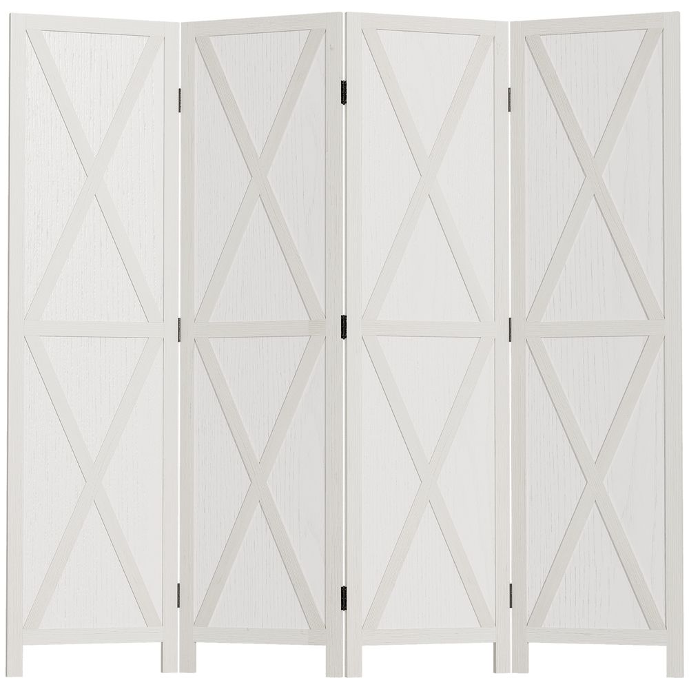 Homcom biombo de 4 paneles 182x170 cm separador de ambientes plegable divisor de ambientes para salón dormitorio oficina blanco