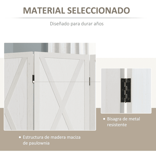 HOMCOM Biombo de 4 Paineis Separador de Ambientes Dobrável 182x170cm Divisória para Espaços de Madeira Decoração Elegante para Dormitório Sala de Estar Branco