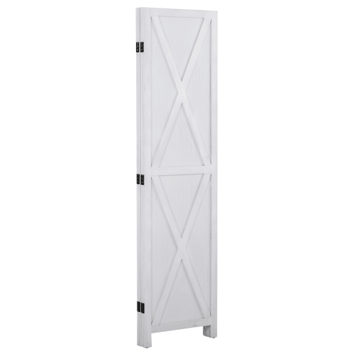 HOMCOM Biombo de 4 Paineis Separador de Ambientes Dobrável 182x170cm Divisória para Espaços de Madeira Decoração Elegante para Dormitório Sala de Estar Branco