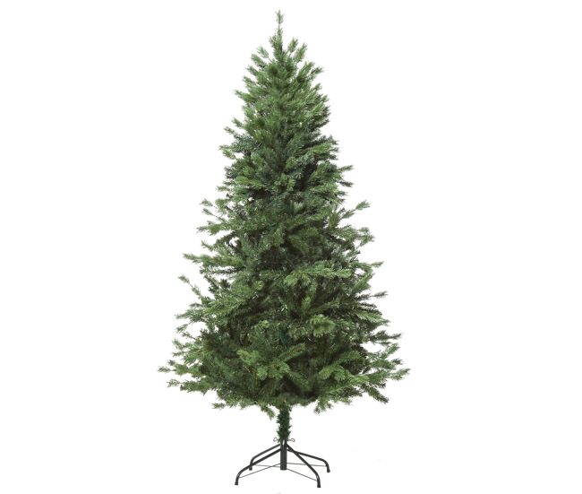 Homcom árbol de navidad ø90x180 cm artificial con 696 ramas pe tridente y pvc individual y base plegable árbol navideño decorativo exteriores interiores verde