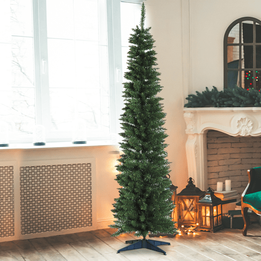 HOMCOM Árvore de Natal Artificial 180cm Ignífugo com 390 Pontas de Ramo PVC e Suporte de Metal Decoração de Natal para Interiores Fácil de Montar Verde