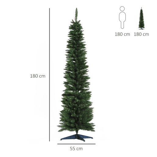 HOMCOM Árvore de Natal Artificial 180cm Ignífugo com 390 Pontas de Ramo PVC e Suporte de Metal Decoração de Natal para Interiores Fácil de Montar Verde