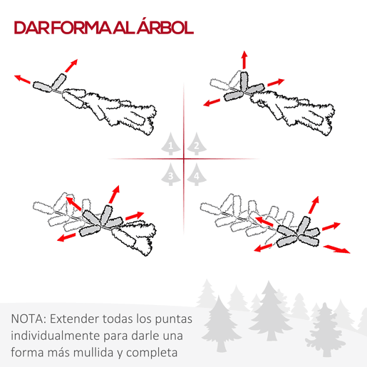 HOMCOM Árvore de Natal Artificial 180cm Ignífugo com 390 Pontas de Ramo PVC e Suporte de Metal Decoração de Natal para Interiores Fácil de Montar Verde