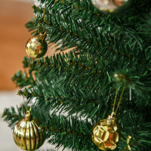 HOMCOM Árvore de Natal Artificial 180cm Ignífugo com 390 Pontas de Ramo PVC e Suporte de Metal Decoração de Natal para Interiores Fácil de Montar Verde