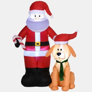 Outsunny Pai Natal Insuflável com Cão 9 Luzes LED IP44 e Inflador Elétrico Decoração de Natal para Interiores Exteriores 117x80x157cm Multicolorido