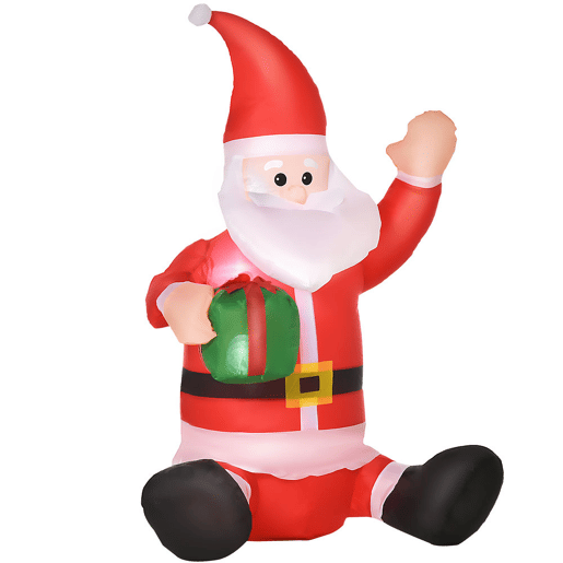 HOMCOM Pai Natal Insuflável de 1,2 m com Presente Decoração de Natal Iluminação LED 70x50x120cm Multicolorido HOMCOM Pai Natal Insuflável de 1,2 m com Presente Decoração de Natal Iluminação LED 70x50x120cm Multicolorido