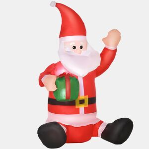 HOMCOM Pai Natal Insuflável de 1,2 m com Presente Decoração de Natal Iluminação LED 70x50x120cm Multicolorido