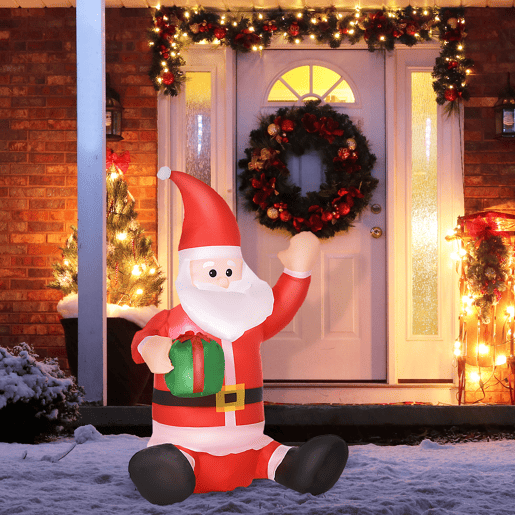 HOMCOM Pai Natal Insuflável de 1,2 m com Presente Decoração de Natal Iluminação LED 70x50x120cm Multicolorido HOMCOM Pai Natal Insuflável de 1,2 m com Presente Decoração de Natal Iluminação LED 70x50x120cm Multicolorido