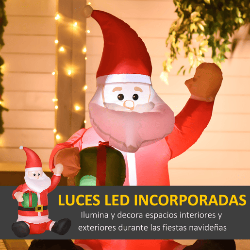 HOMCOM Pai Natal Insuflável de 1,2 m com Presente Decoração de Natal Iluminação LED 70x50x120cm Multicolorido HOMCOM Pai Natal Insuflável de 1,2 m com Presente Decoração de Natal Iluminação LED 70x50x120cm Multicolorido