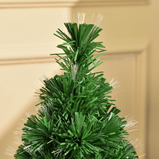 HOMCOM Árvore de Natal Artificial 90cm com 90 Ramos de PVC Fibra Óptica 4 Cores Suporte Decoração de Natal para Interiores F48x90cm Verde