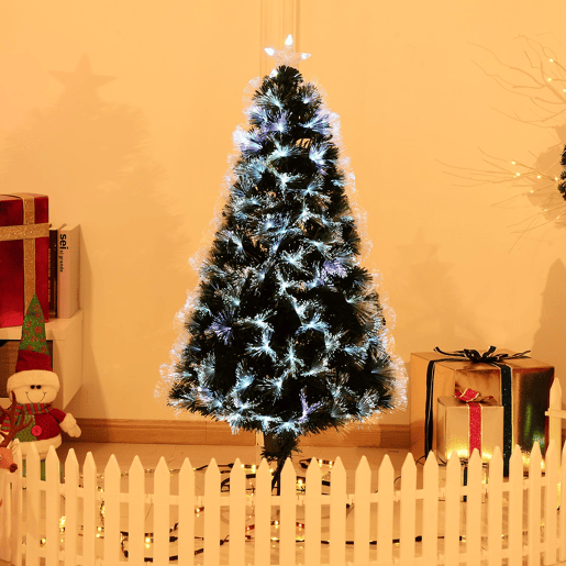 HOMCOM Árvore de Natal 120cm com 130 Luzes LED de Múltiplas Cores e Estrela Decorativa Ø66x120 cm Verde