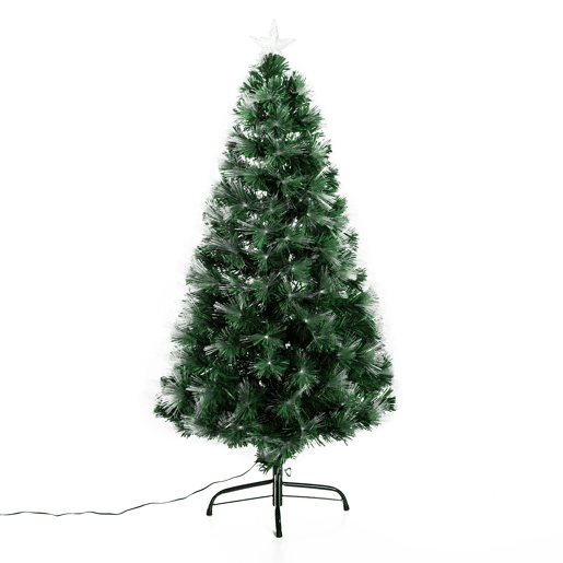 HOMCOM Árvore de Natal 120cm com 130 Luzes LED de Múltiplas Cores e Estrela Decorativa Ø66x120 cm Verde