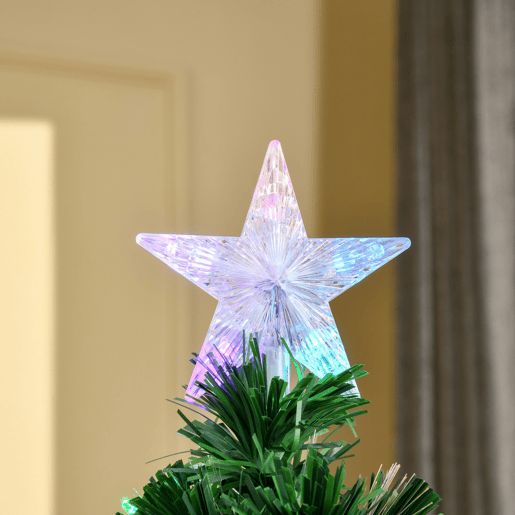 HOMCOM Árvore de Natal Artificial 150 cm Árvore de Natal com 180 Ramos 21 Luzes LED e Fibra Óptica Decoração de Natal Ø60x150 cm Verde
