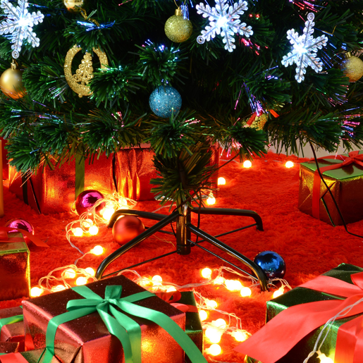 HOMCOM Árvore de Natal Artificial 150 cm Árvore de Natal com 180 Ramos 21 Luzes LED e Fibra Óptica Decoração de Natal Ø60x150 cm Verde