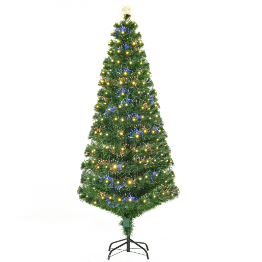 HOMCOM Árvore de Natal 180 cm Árvore de Natal Artificial com Luzes LED Fibra Óptica 230 Ramos de PVC e Suporte Metálico Ø82x180 cm Verde HOMCOM Árvore de Natal 180 cm Árvore de Natal Artificial com Luzes LED Fibra Óptica 230 Ramos de PVC e Suporte Metálico Ø82x180 cm Verde